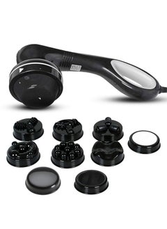 Relaxo Electric Handheld Full Body Massager With 8 Massage Heads 5 Mode & 6 Speed Settings For Pain Relief & Relaxation (Black) Back Leg & Foot.