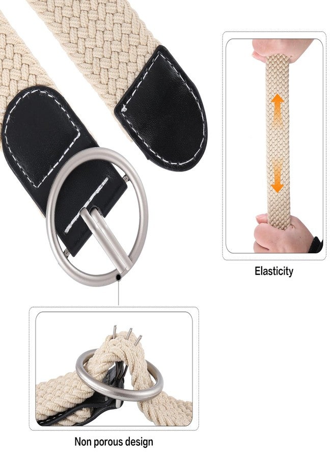 BYESOX Girl Braided Woven Stretch Belt - Golf Softball Elastic Belt Canvas Casual Belt for Kids Aged 4-18 Years (Beige 31.5in) - Image 3