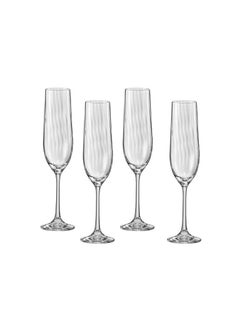 Crystalex Crystalex Champagne Flute Glass Waterfall 190ml, Crystalline (Pack of 4) 