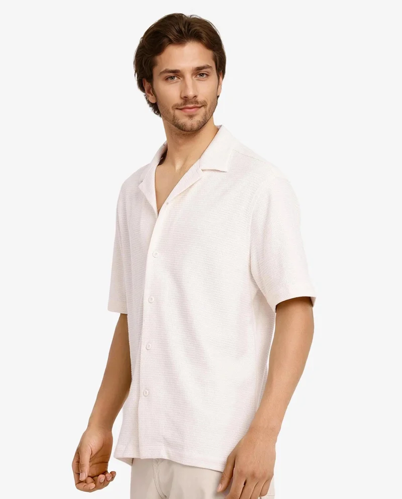 Rare Rabbit Men's Textured Knitted Cuban Shirt