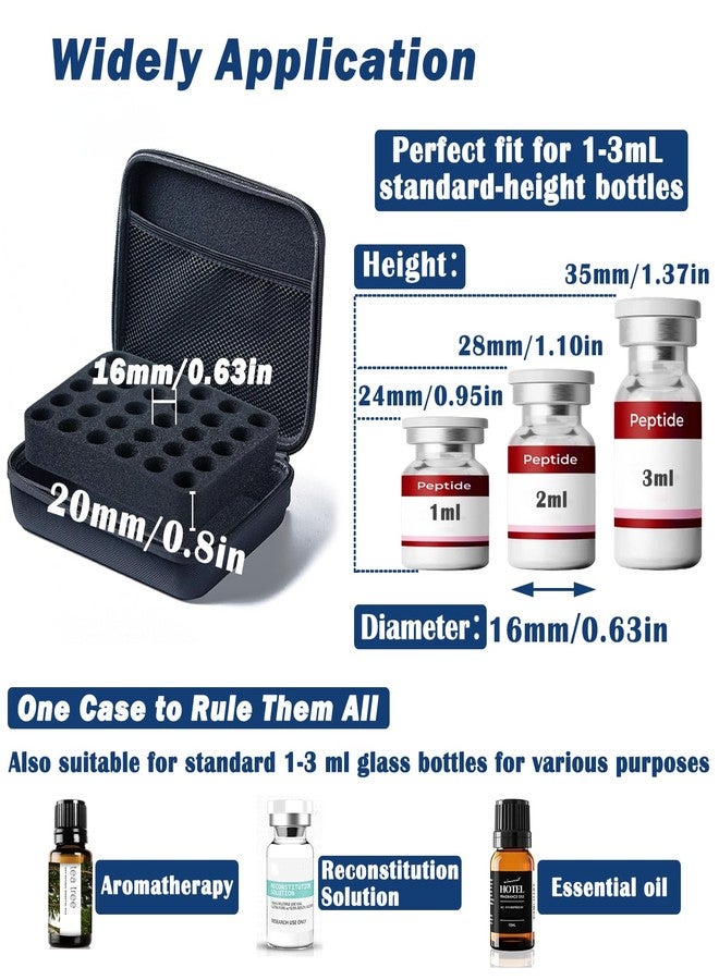 Mazentrix Peptide Vial Case for Fridge Storage - 30 Slot Organizer Holds 1-3ml Vials for Insulin, GLP-1, Peptides,Hard Shell Travel Case with Hand Strap,Black (30 Slot) - Image 4