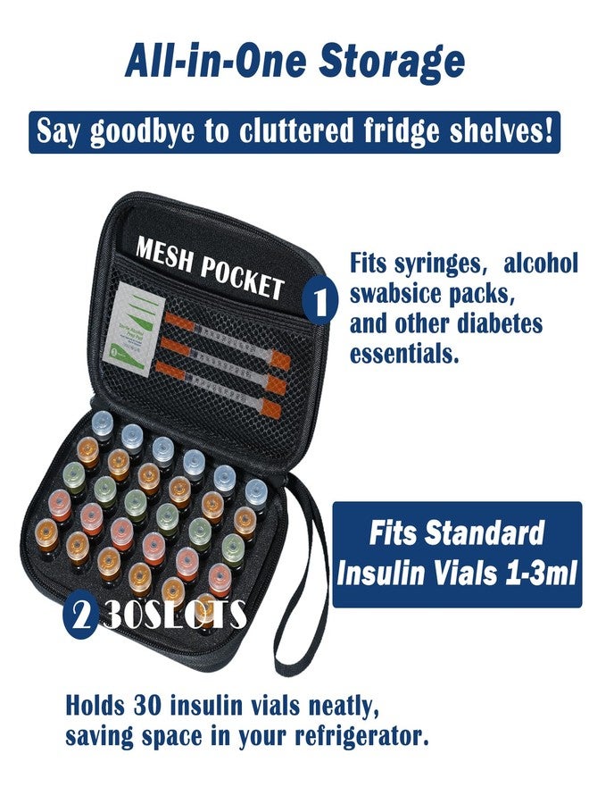 Mazentrix Peptide Vial Case for Fridge Storage - 30 Slot Organizer Holds 1-3ml Vials for Insulin, GLP-1, Peptides,Hard Shell Travel Case with Hand Strap,Black (30 Slot) - Image 3
