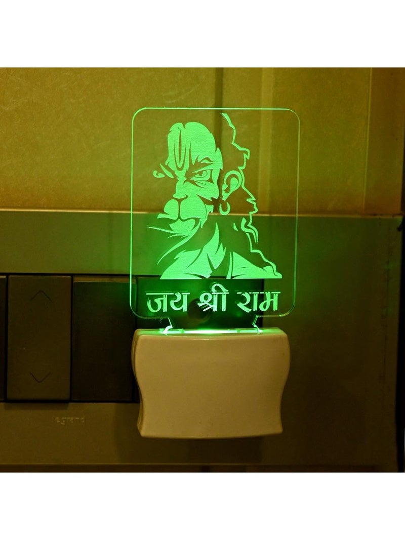 Somil 3D Illusion Trendy Jai Shri Ram LED Plug & Play Wall Lamp, Self Color Changing, Dia: 5 X 10 X 5 Cm - Image 2
