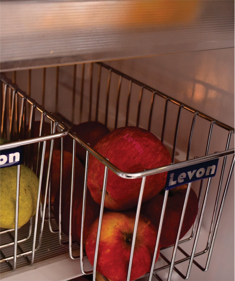 LEVON Stainless Steel Wide Rectangular Basket for Kitchen | Multipurpose Basket Organiser - Size (375 X 150 X 155 Mm) | Package Contains One Wide Basket And A Pair Of Wall Hooks - Image 1