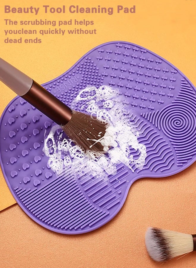 قطعتان من بساط تنظيف فرش المكياج من السيليكون، بساط تنظيف فرش المكياج، وسادات تنظيف مستحضرات التجميل، أداة غسيل محمولة مزودة بقاعدة شفط لفرش المكياج. - Image 4