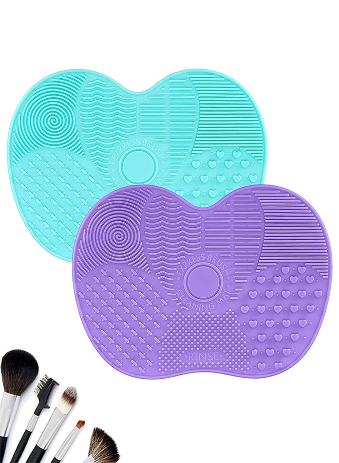 قطعتان من بساط تنظيف فرش المكياج من السيليكون، بساط تنظيف فرش المكياج، وسادات تنظيف مستحضرات التجميل، أداة غسيل محمولة مزودة بقاعدة شفط لفرش المكياج. - Image 1