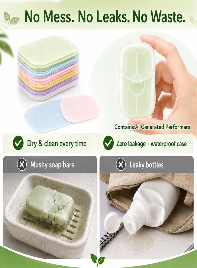 RAQEHO 600 Paper Soap Sheets for Travel - 12packs Travel Size Foaming Hand Soap Sheets Refills with 1 Portable Box for Hand Washing Disposable Scented Mini Flakes Traveling Camping Hiking Essentials - Image 4