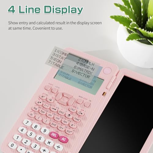ROATEE Rechargeable ROATEE 991ES MAX Scientific Calculators, CalcNote Multiview 4-Line Display with LCD Writing Tablet Notepad, Foldable Portable for Business High School College Students and Teacher(Pink) - Image 5