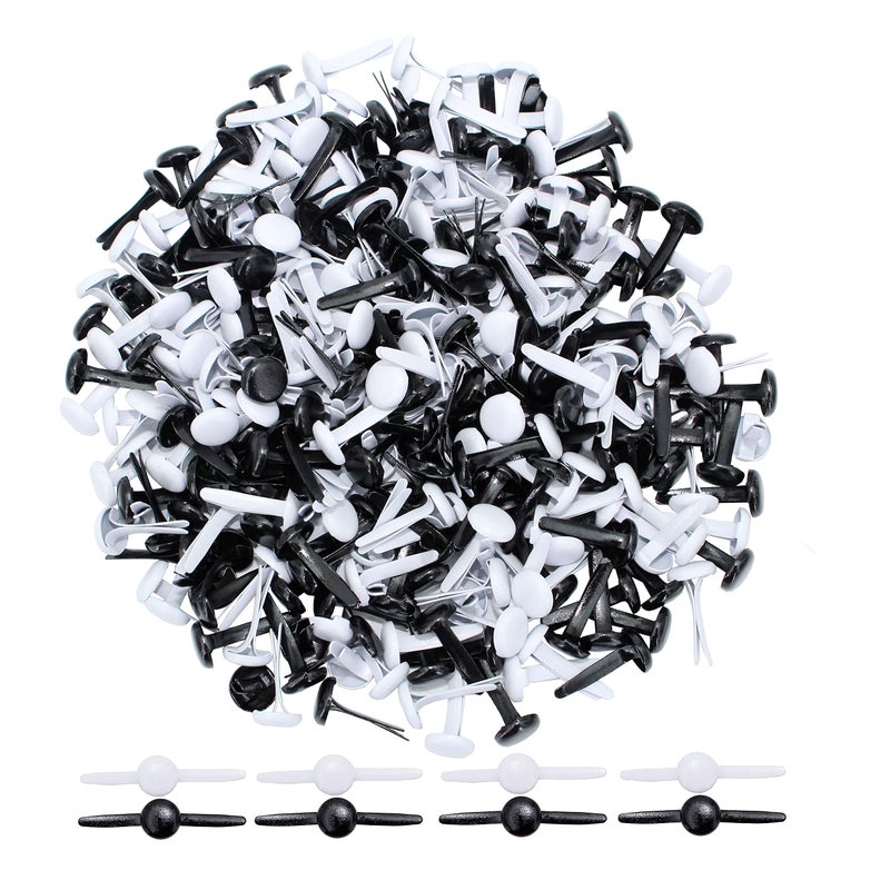 BESTCYC 8mm 13 200pcs Black and White Metal Brad Paper Fastener Scrapbooking Card Making Art Craft Brads