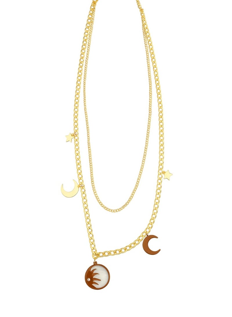 FLUFFY Women’s Necklace Layered Star Moon Sun Pendants - Image 3