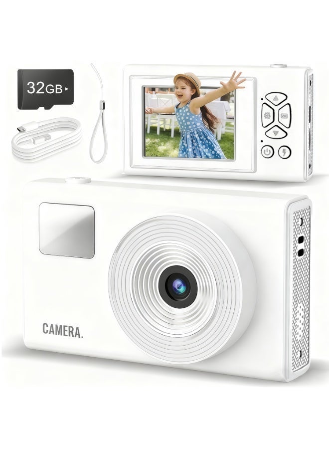 Digital Camera for Kids Fill Light, 48MP FHD Camera, Vintage Camera, Retro Digital Camera CCD for Teens Boys Girls Seniors Student Children, 32GB SD Card,16X Zoom - Image 1