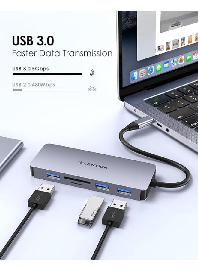 LENTION USB C Hub with 4K HDMI, 3 USB 3.0, SD/Micro SD Card Reader Compatible 2025-2016 MacBook Pro, New Mac Air/Surface, Stable Driver Certified Multi-Port Adapter (CB-C18, Space Gray) - Image 4
