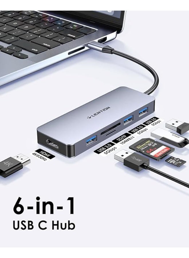 LENTION USB C Hub with 4K HDMI, 3 USB 3.0, SD/Micro SD Card Reader Compatible 2025-2016 MacBook Pro, New Mac Air/Surface, Stable Driver Certified Multi-Port Adapter (CB-C18, Space Gray) - Image 5