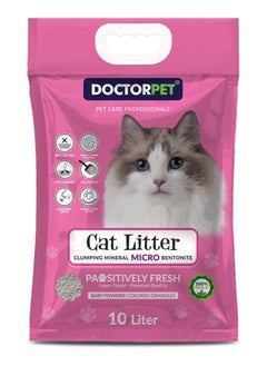 DOCTERPET Doctor Pet Baby Powder Scented Clumping Cat Litter 10L – 100% Clumping Micro Bentonite, Instant Strong Clumping, Ultra Absorbent, Dust-Free, Baby Powder Fragrance, Pet Safe  - Image 1