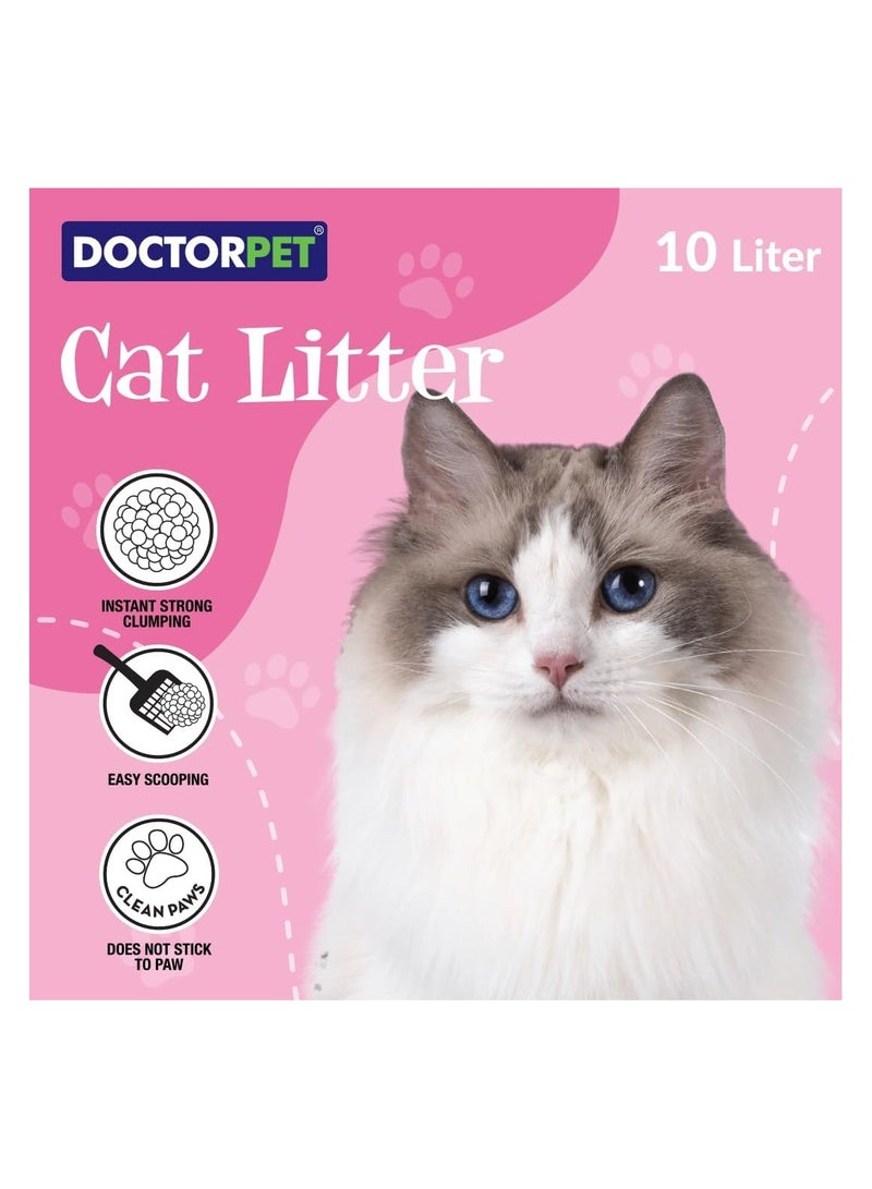DOCTERPET Doctor Pet Baby Powder Scented Clumping Cat Litter 10L – 100% Clumping Micro Bentonite, Instant Strong Clumping, Ultra Absorbent, Dust-Free, Baby Powder Fragrance, Pet Safe - Image 2