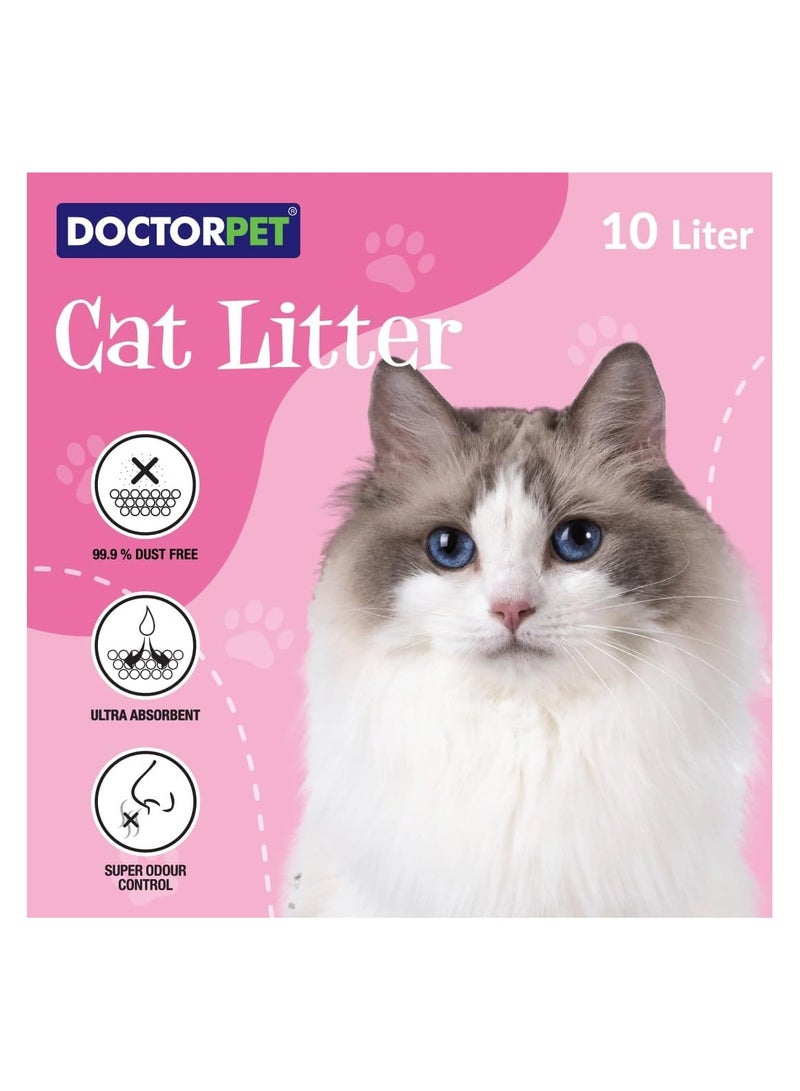 DOCTERPET Doctor Pet Baby Powder Scented Clumping Cat Litter 10L – 100% Clumping Micro Bentonite, Instant Strong Clumping, Ultra Absorbent, Dust-Free, Baby Powder Fragrance, Pet Safe - Image 3