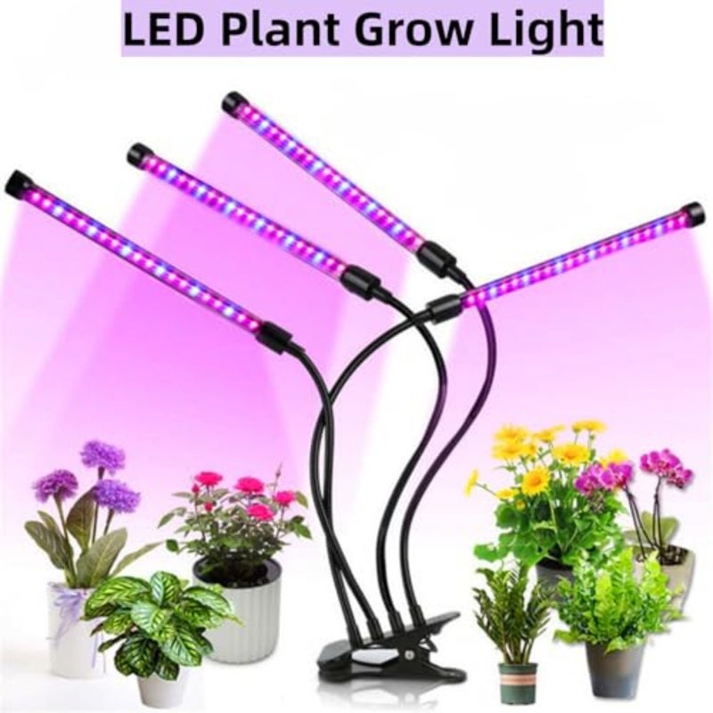 ضوء نمو النباتات LED، 16W طيف كامل، 4 مصباح بمقبض قابل للتعديل للنباتات الداخلية والمنزل والمكتب، 3/9/12 مؤقت ساعي، 10 - Image 2