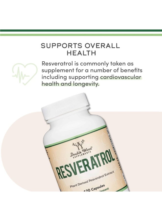 Resveratrol Supplement 500 mg per Serving – 120 Capsules Double Wood Supplements - Image 4