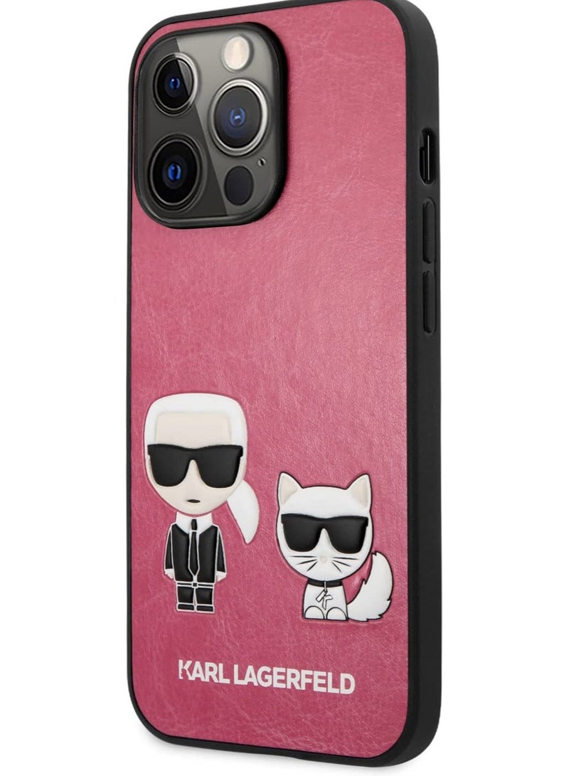Karl Lagerfeld حافظة كارل لاغرفيلد من الجلد الصناعي مع نقوش شوبت - لأيفون 14 برو (6.1 بوصة) - فوشيا - Image 2