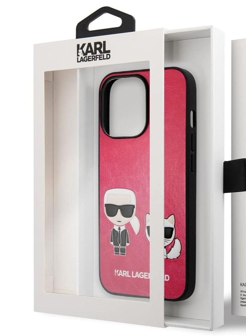 Karl Lagerfeld حافظة كارل لاغرفيلد من الجلد الصناعي مع نقوش شوبت - لأيفون 14 برو (6.1 بوصة) - فوشيا - Image 3