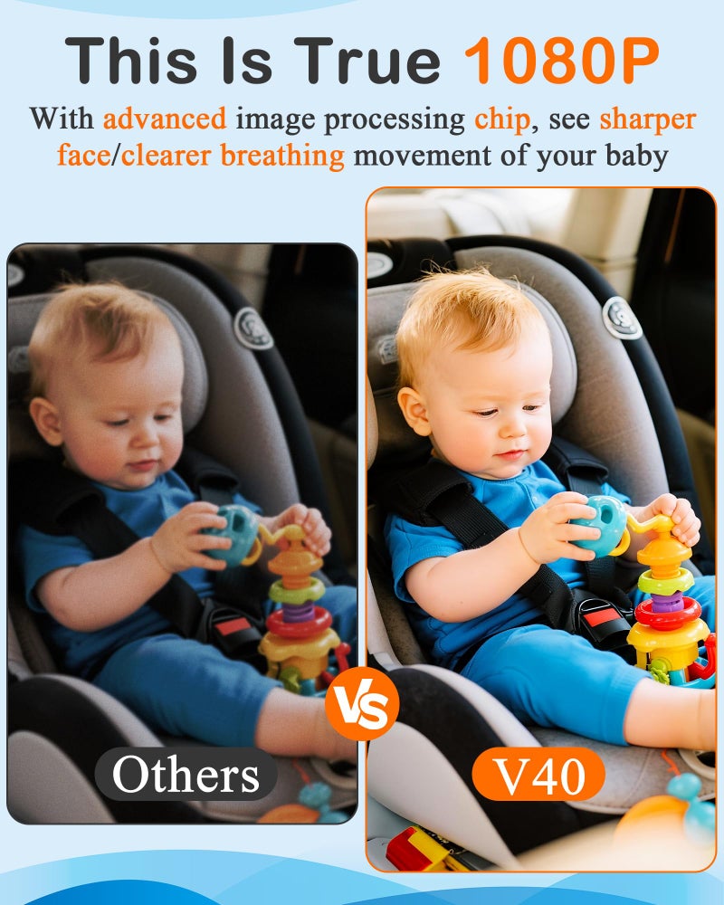 Wkzay 7-Inch Car Camera for Baby: AHD 1080P Display with Real-Time Monitoring - Clear Night Vision Easy Setup Carseat Camera for 0-3 Years Infants - Image 3