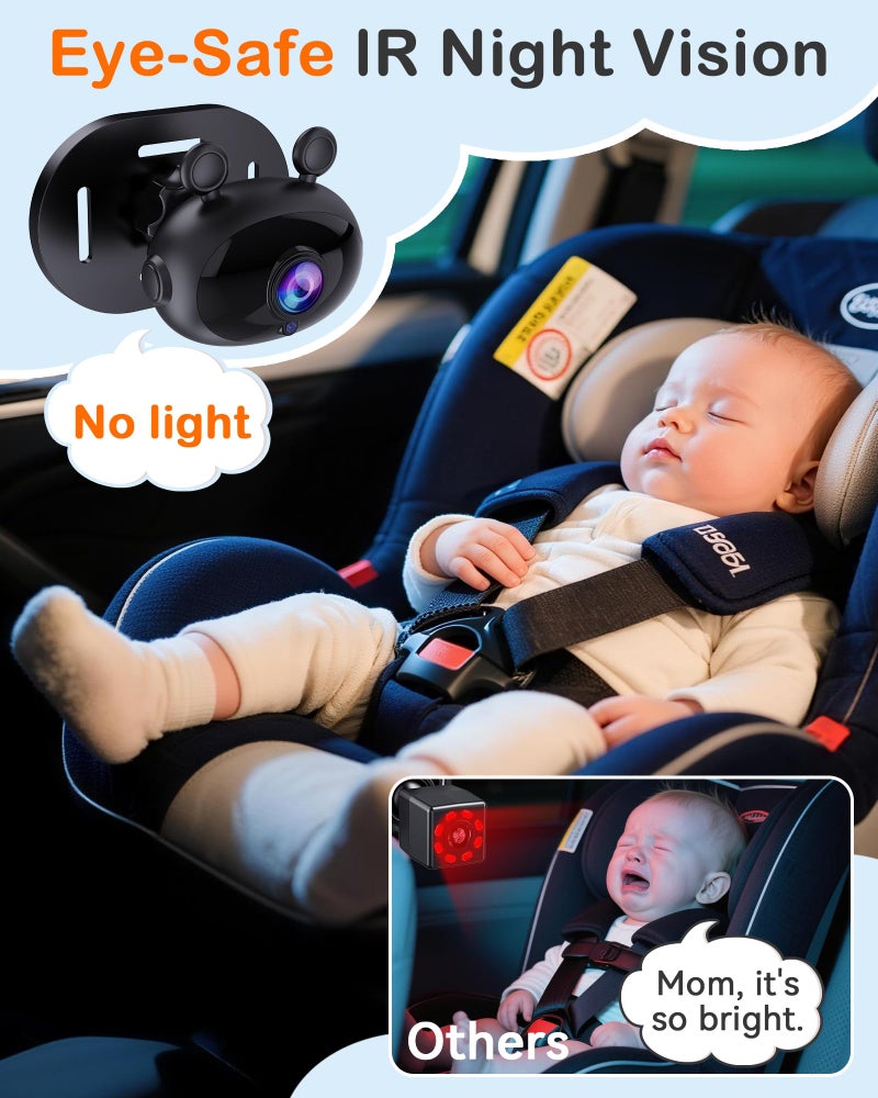 Wkzay 7-Inch Car Camera for Baby: AHD 1080P Display with Real-Time Monitoring - Clear Night Vision Easy Setup Carseat Camera for 0-3 Years Infants - Image 5