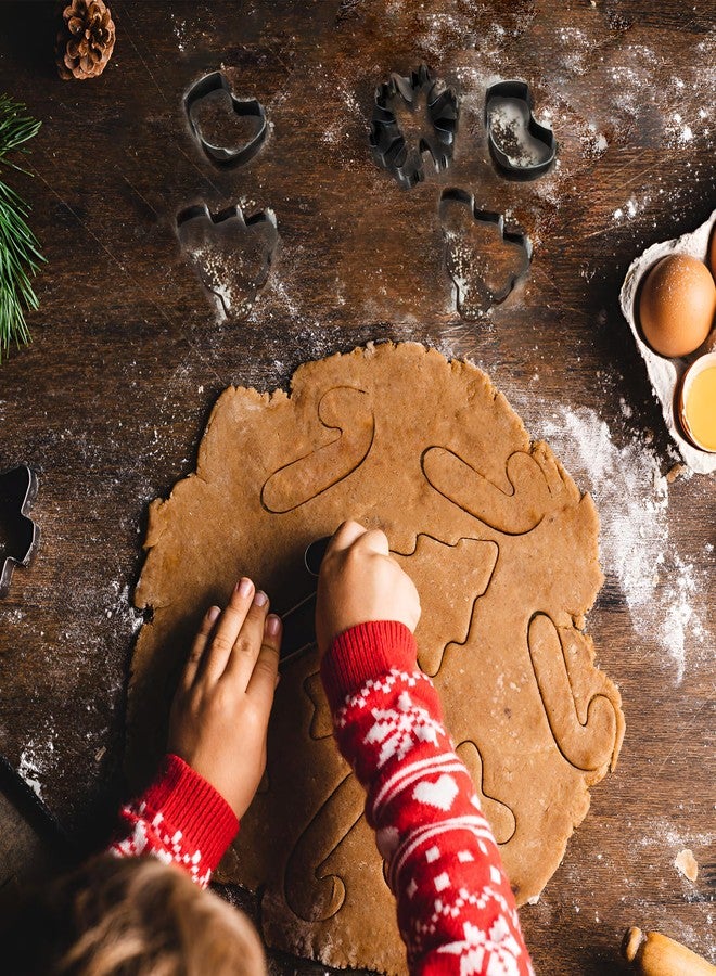 OHOME قوالب تقطيع بسكويت عيد الميلاد - 9 قطع، مجموعة زينة لحفلات عيد الميلاد على شكل بابا نويل، رجل ثلج، حلوى قصب السكر | أدوات خبز الزنجبيل من الفولاذ المقاوم للصدأ، لوازم المطبخ - Image 5