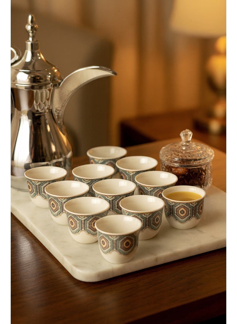 السيف  طقم فناجين قهوة عربي زخرف بتصميم عصري 12 قطعة - Image 1