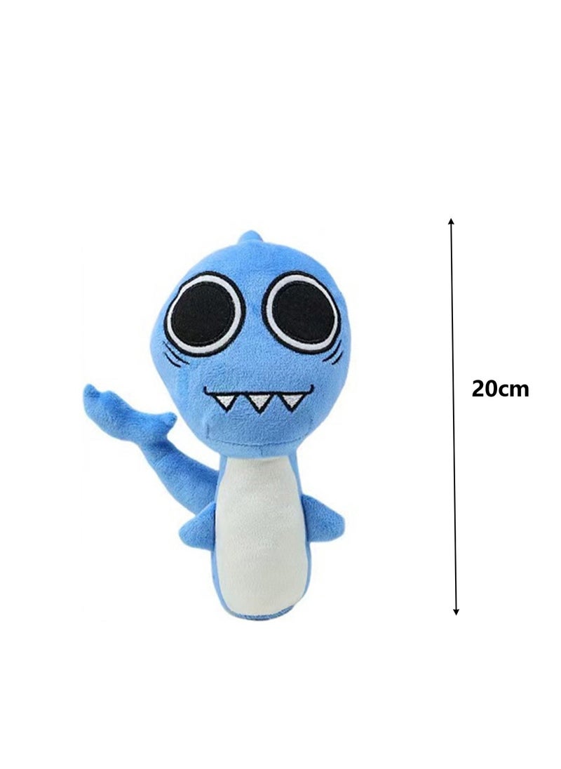 Generic - Rhythm Box Sprunki Gaming Peripheral 20cm Plush Toy, Realistic Cute Soft Plush Doll, Gift for Boys and Girls Game Fans (Blue Shark) - Image 1