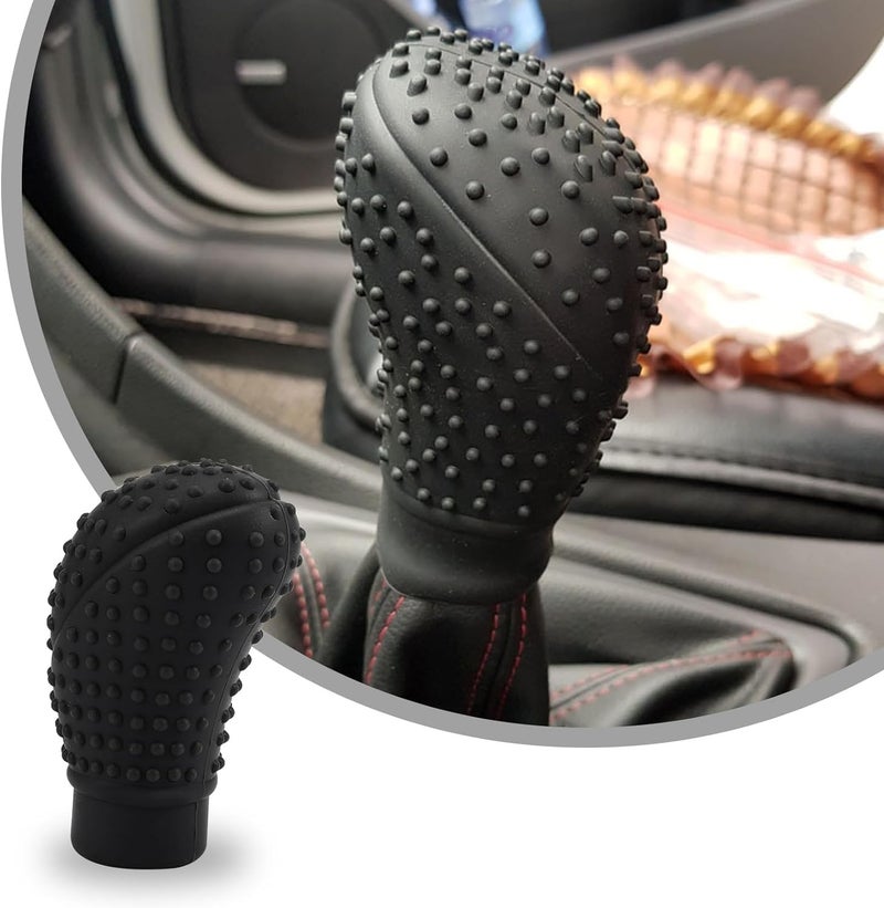 SARTE Car Gear Knob Protector Silicone Gear Shifter Cover for Anti-Scratch Car Gear Knob Cover and Dust Proof Nonslip Gear Cover for Car Universal Fit Silicon Car Gear Knob Stylish- Hockey (Black) - Image 1