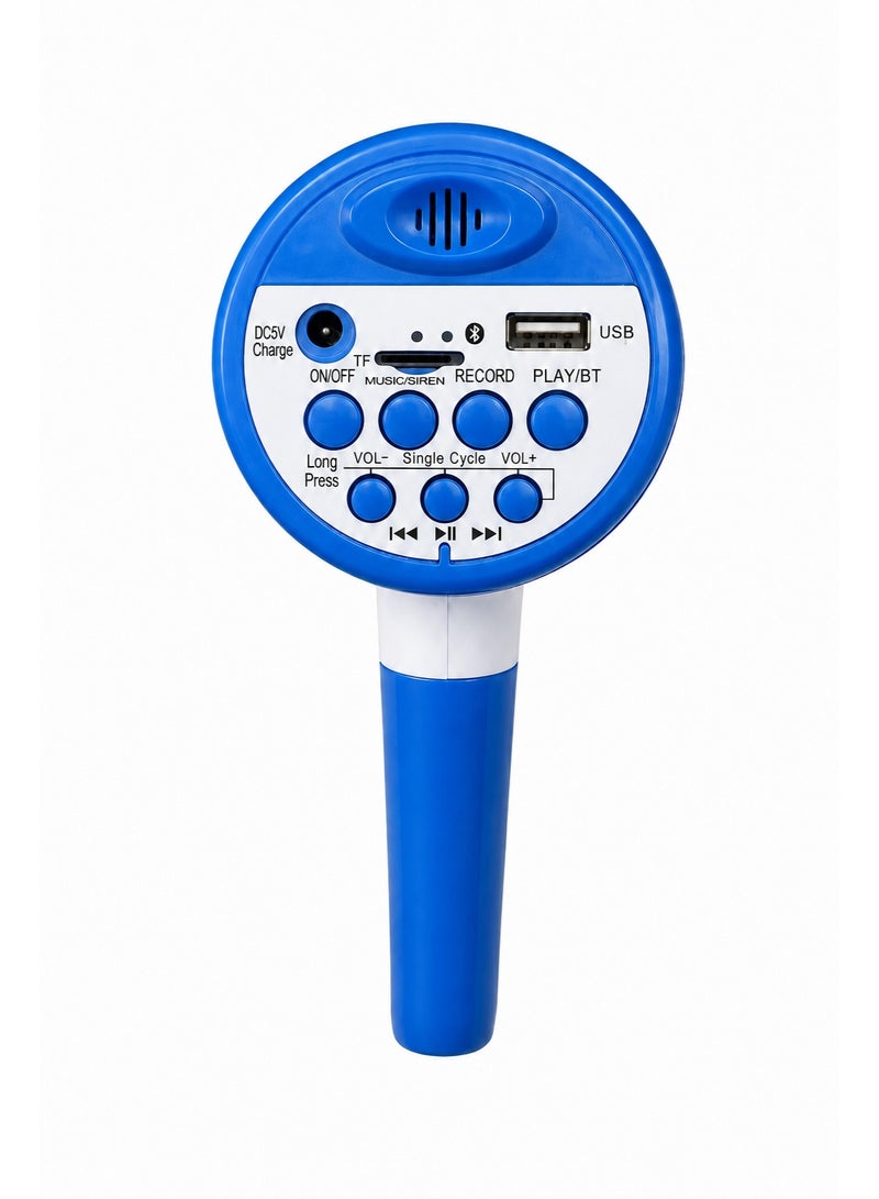 Lacoz Portable Rechargeable Handheld Megaphone Speaker with Siren Function, Loud Voice Amplifier for Events, Crowd Control, Sports, School & Outdoor Announcements Blue White - Image 5