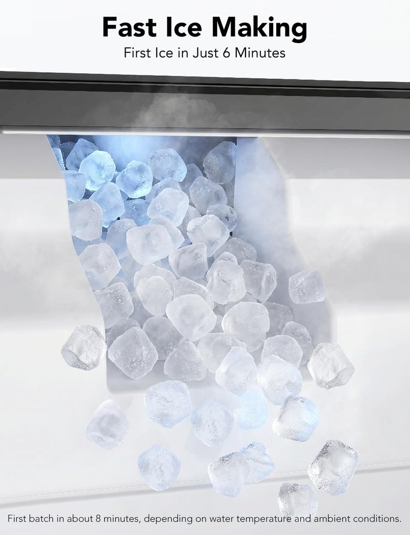 Crownful Nugget Ice Maker Countertop, Portable Pebble Ice Maker Machine, 15kg/24H Soft Chewable Ice, First Ice in 8 Mins, 1.1L Water Tank, Self-Cleaning, Quiet Operation for Home Kitchen Office Drinks - Image 4