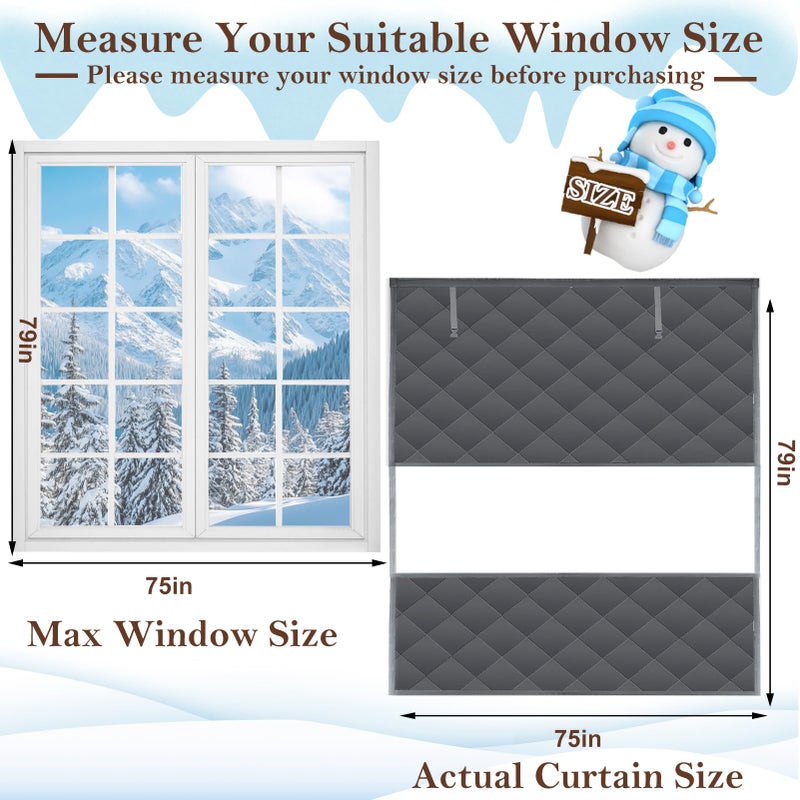 Jeyeou Visible Thermal Window Insulation Kit for Winter, Winterizing Insulated Window Cover Waterproof Oxford Cloth Cotton Layer Reusable Insulated Curtain Blanket Cold Protector for Home Attic RV Keep Warm - Image 3