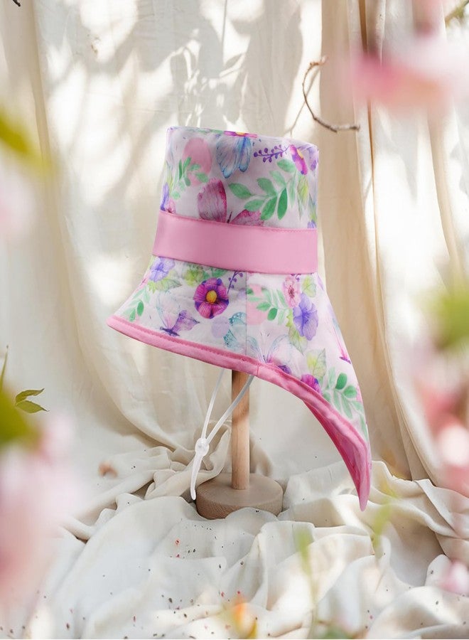 VRITRAZ Sun Protection UPF50+ Bucket Hat Toddler Summer Beach Play Hats with Neck Flap for Girl, Boy, Kids Summer Hat, Bucket Hat for Kids Ages 3-10 Years (Color-Flowerfly Pink) - Image 3