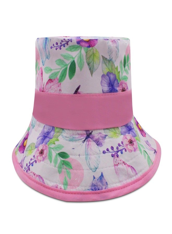 VRITRAZ Sun Protection UPF50+ Bucket Hat Toddler Summer Beach Play Hats with Neck Flap for Girl, Boy, Kids Summer Hat, Bucket Hat for Kids Ages 3-10 Years (Color-Flowerfly Pink) - Image 2