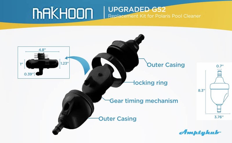 MAKHOON Pool Cleaner Complete Backup Valve Kit G62 Replacement for Polaris Zodiac 280 380 3900 Sport, 280 Black Max F5B, TR35P Pool Cleaners (Black) - Image 5