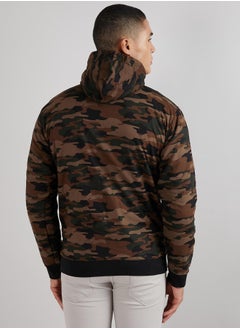 Campus Sutra Men's Forest Green Camouflage Hoodie With Insert Pocket  - Image 5