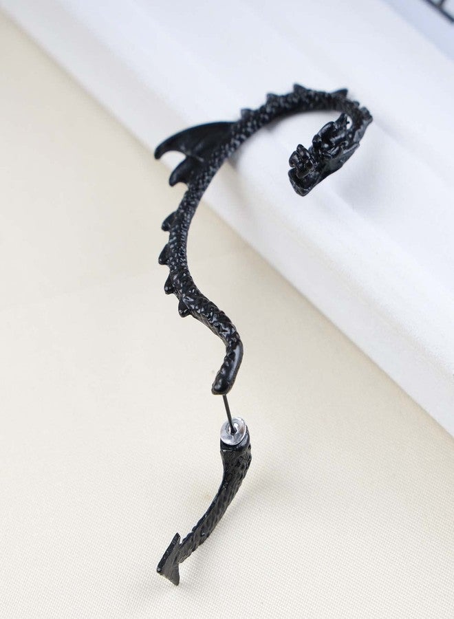 Yheakne Vintage Black Dragon Cuff Wrap Earrings - Alloy Metal, Dragon Ear Cuff Design - Ear Cuffs - Earring - Image 4