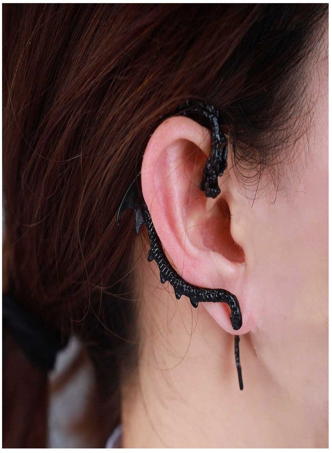 Yheakne Vintage Black Dragon Cuff Wrap Earrings - Alloy Metal, Dragon Ear Cuff Design - Ear Cuffs - Earring - Image 2