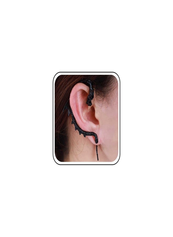 Yheakne Vintage Black Dragon Cuff Wrap Earrings - Alloy Metal, Dragon Ear Cuff Design - Ear Cuffs - Earring - Image 1
