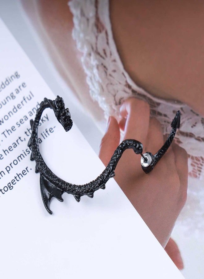 Yheakne Vintage Black Dragon Cuff Wrap Earrings - Alloy Metal, Dragon Ear Cuff Design - Ear Cuffs - Earring - Image 5