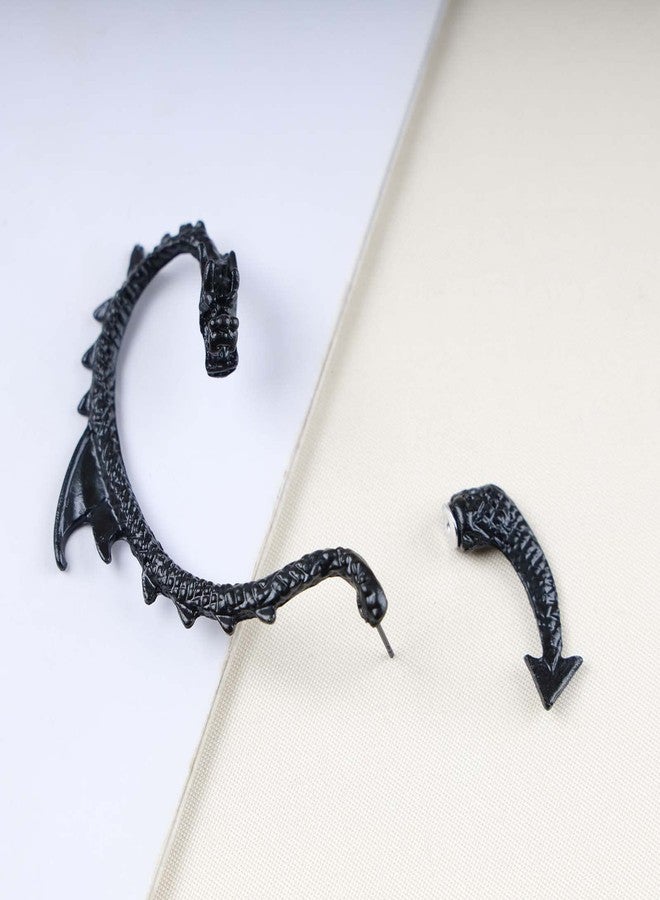 Yheakne Vintage Black Dragon Cuff Wrap Earrings - Alloy Metal, Dragon Ear Cuff Design - Ear Cuffs - Earring - Image 3