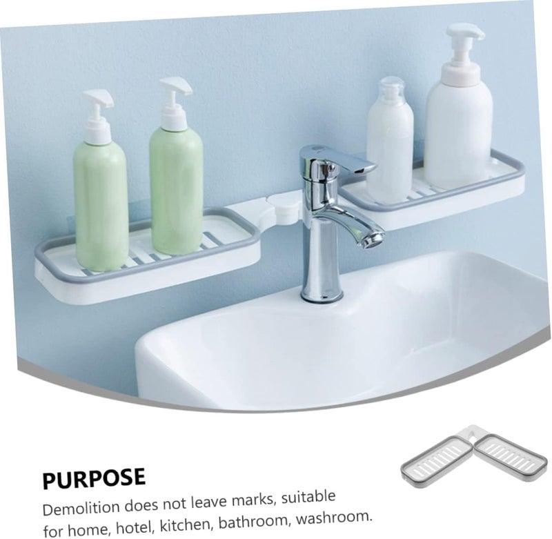 Swejos Bathroom Corner Shelf, Punch-Free Rack, Corner Shower Shelves, 180 Degree Rotating Storage Rack Wall-Mounted rotatable Shower Storage Holder (Grey) - Image 4