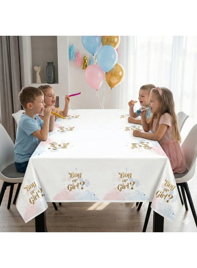 Ciao “Boy or Girl?” Plastic Tablecloth – 137 x 182 cm Gender Reveal Party Table Cover with Gold Lettering - Image 3