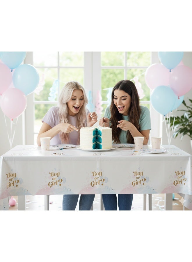 Ciao “Boy or Girl?” Plastic Tablecloth – 137 x 182 cm Gender Reveal Party Table Cover with Gold Lettering - Image 2