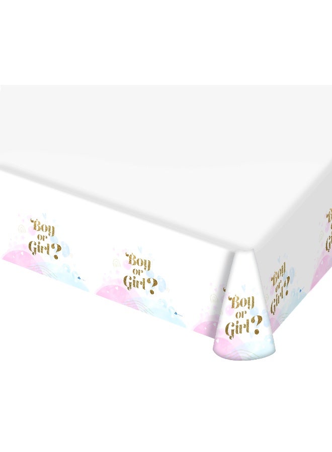 Ciao “Boy or Girl?” Plastic Tablecloth – 137 x 182 cm Gender Reveal Party Table Cover with Gold Lettering - Image 1