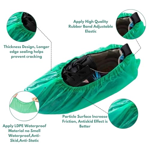 C-Cure® Disposable Shoe Cover for Rain | Waterproof Shoes Cover for Rain | Universal Size Boot & Shoes Covers | Rain Cover for Shoes | Unisex (Green, Pack of 100pcs) - Image 2