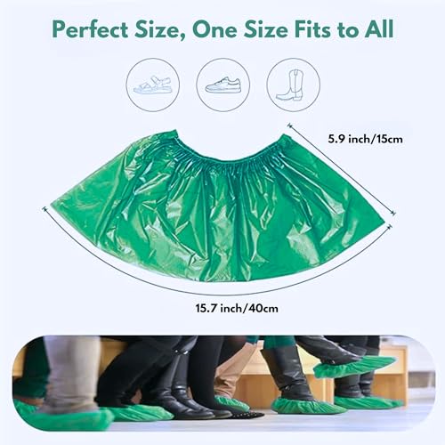 C-Cure® Disposable Shoe Cover for Rain | Waterproof Shoes Cover for Rain | Universal Size Boot & Shoes Covers | Rain Cover for Shoes | Unisex (Green, Pack of 100pcs) - Image 3