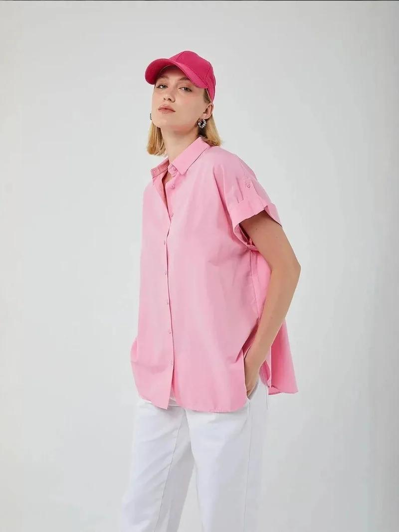MixRay Mixray Short Sleeve Oversize Poplin Buttoned Shirt
