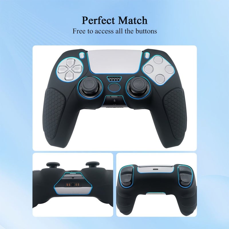 Thickened PS5 Controller Protective Cover And Analog Stick Cap Set Blue White Comfortable Soft Scratch Resistant - Image 5